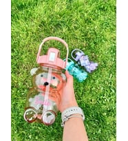 Su Matarası Su Şişesi Suluk 1000ML Smile Ayıcık Model Turuncu Suluk Renkli Suluk HDH75