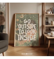 Dışarı Çıkın ve İçeriye Bakın Alıntı Sanatı, Cottagecore İlham Verici Poster