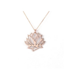 Kişiye Özel Zarif Lotus Çiçeği Kolye 925K Gümüş (Rose)