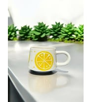 El Yapımı Limon Desenli Seramik Kupa Bardak