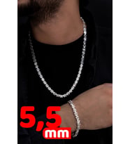 Erkek Gümüş Kolye Bileklik Set - Parlak Euro Kral Kolye Bileklik Gümüş Set