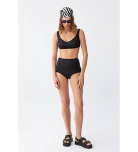 Kadın Basic Siyah Pedli Yüksek Bel Bikini Takımı