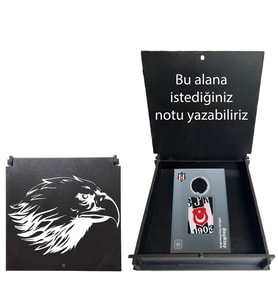 Beşiktaş Lisanslı Logolu Çift Taraflı Anahtarlık Kartal Ahşap Kutulu