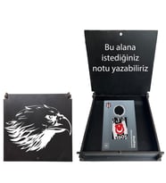 Beşiktaş Lisanslı Logolu Çift Taraflı Anahtarlık Kartal Ahşap Kutulu