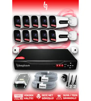 Bayicam 10 Kameralı Zebra 10 Dış Kamera Set HDD'siz 5 MP Full HD Gece Görüşlü Güvenlik Kamerası Sistemi