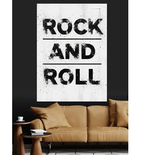 Rock N Roll Metin Simge Dekoratif Kanvas - Mdf Ahşap Tablo