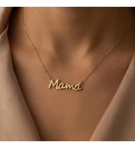 Kişiye Özel 925 Ayar Gümüş Minimal Mama Kolye (Gold)
