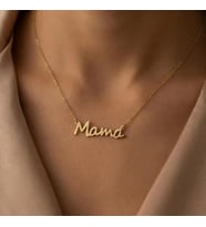 Kişiye Özel 925 Ayar Gümüş Minimal Mama Kolye (Gold)