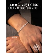 925 Ayar Gümüş Erkek Bileklik 4 mm Figaro Zincir ST423
