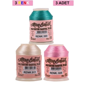 3 Adet Altınbaşak Oya ve Dantel İpi 20 gr - Royaleks - No: 911 - 635 - 369