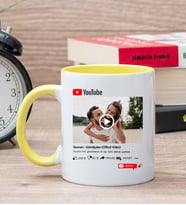 Kişiye Özel Youtube Tasarım Fotoğraflı Sarı Kupa Bardak