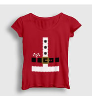 Presmono Kadın Kırmızı Kostüm Noel Baba Santa Claus Yılbaşı T-Shirt 270009tt