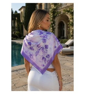 Tarzını Seç Lavanta Desenli Fular / Bandana 70x70 cm