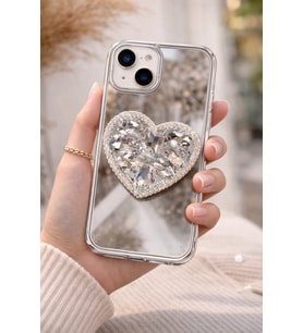 Aynalı Taşlı Popsocketli Kılıf iPhone 16 Pro