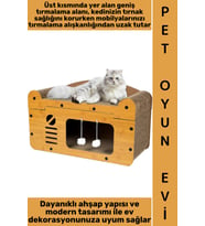 #OyunEvi Evcil Hayvan İlgi Çekici Peluş Toplu Uyku Yuvası Dinlenme Alanı Modern Estetik Ahşap Tek Ka