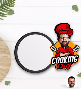 BK Gift Kişiye Özel Erkek Chef Karikatürlü Ahşap Bardak Altlığı-11