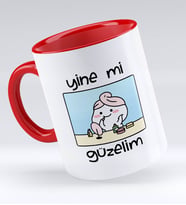 Bk Gift Yine Mi Güzelim Tasarımlı Kırmızı Kupa Bardak - Model 1