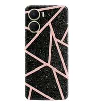 Vivo Y16 Kılıf Resimli Desenli Baskılı Silikon Pembe Şeritli Mermer 1312