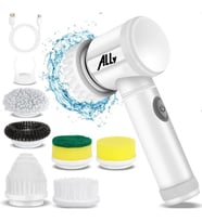 ALLY Magic Brush 5in1 Fırça Başlıklı Şarjlı Temizleme Fırçası Banyo/Fayans - LOHO5974-868 (Beyaz)