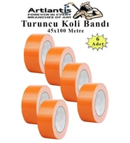 Turuncu Koli Bantı 100 Metre 6 Adet 45mm x 100 Metre Renkli Koli Bandı Extra Güçlü Formül Akrilik Koli Bandı