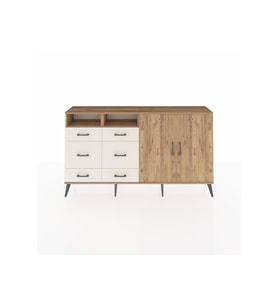 Arges Konsol 4 Raflı 6 Çekmeceli 2 Kapaklı 176x30x99 Çam-Çam/Aytaşı