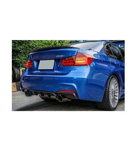 Bmw 3 Serisi F30 (2012 - 2018)  Uyumlu Sağ Sol Çift Çıkış Parlak Siyah  Difüzör (Plastik)