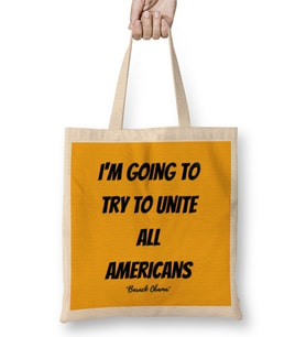 Barack Obama Quotes Art Gift - Vintage Retro Style Bez Çanta Uzun Saplı
