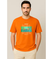 Erkek - Kadın %100 Pamuk Summer Paradise Desenli Baskılı Yarım Kollu Bisiklet Yaka T-Shirt (Turuncu)
