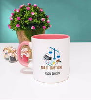 Adalet Öğretmeni Tasarımlı Kişiye Özel Hediye Adalet Öğretmeni Kupa Bardak Pembe