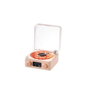 Waves Nostalji Plak Görünümlü Bluetooth Hoparlör 3d Ses Dalgası Retro Müzik Plak Pembe