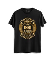 Vintage Gold Awesome Series January 1981 Siyah Tshirt