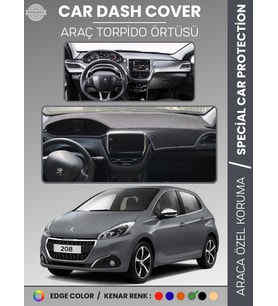 PEUGEOT 208 (2012-2019) Torpido Örtüsü Ön Göğüs Koruma Torpido Koruma Birebir Uyum Kaymaz Özel Kesim