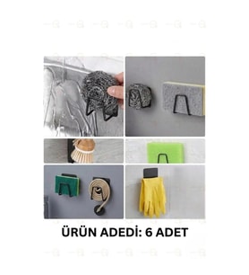 6 Adet Musluk Yanı Sünger Askılığı Evye Düzenleyici