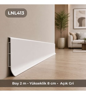Linela Suya Dayanıklı Pvc Süpürgelik 8 cm - Açık Gri - LNL413