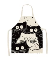 Valkyrie Siyah Beyaz Kedi Desenli Mutfak Önlüğü Cepli Unisex Mutfak Pişirme Temizlik Servis Önlüğü