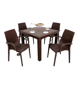 Mandella Elit Rattan 90x90 Nirvana Koltuk Masa Takımı Kahverengi