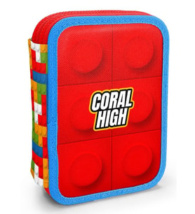 Coral High Erkek Çocuk Organizer Kalemlik/Kalem Çantası - Kırmızı Yapı Blokları