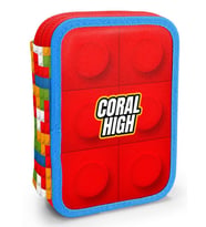 Coral High Erkek Çocuk Organizer Kalemlik/Kalem Çantası - Kırmızı Yapı Blokları