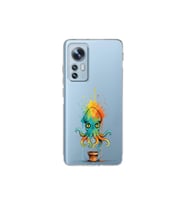 Xiaomi Mi 12 Lite ile uyumlu Splash ahtapot tasarımlı şeffaf silikon kılıf