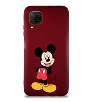 Huawei P40 Lite Soft Premier Kapak Mickey Mouse-B Tasarımlı Silikon Kılıf - Mürdüm (Şeffaf)