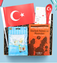 Sherlock Holmes'un Maceraları Kitabı & Mikro Block Yapboz & Balon & Türk Bayrağı Hediye Seti