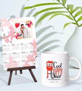 BK Gift Kişiye Özel Yılbaşı Tasarımlı Kupa Bardak ve 13x18cm Fotoğraf Kartlı Şövaleli 2024 Takvim Hediye Seti-33