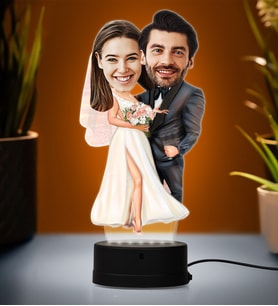 Doğum Günü Hediyesi,Sevgiliye Hediye, Kişiye Özel Fotoğraflı En Tatlı Aile Karikatür 3D Led Lamba (Beyaz)