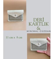 Hakiki Deri Minimal Avuçiçi Simli Leopar Tasarım Kadın Cüzdan Kartlık DRC-18