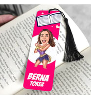 Zeyna Kadın Karikatürlü Püsküllü Kitap Ayracı
