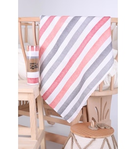 Babyhola Müslin Örtü 80x80cm Çizgi Desen Organik Hediyelik Emzirme Alt Açma Yenidoğan Puset Örtüsü (Kırmızı)