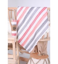 Babyhola Müslin Örtü 80x80cm Çizgi Desen Organik Hediyelik Emzirme Alt Açma Yenidoğan Puset Örtüsü (Kırmızı)
