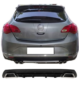 Opel Astra J HB Siyah Difüzör Çiftli Kare Egzoz Görünümlü D Tip Difizör