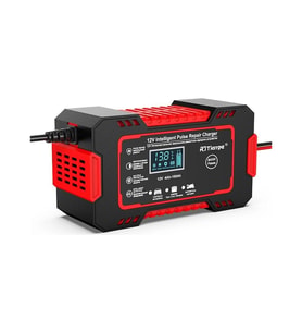 ALY 12V 8A Akıllı Araba Motosiklet LCD Ekran Araç Akü Onarım Hızlı Şarj Cihazı (Siyah-Kırmızı)