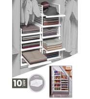 Smart Maxi 10 Adet Beyaz Akıllı Raf Sistemi, Dolap İçi Düzenleyici Çekmece ve Organizer